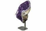 Amethyst Geode Section with Calcite on Metal Stand - Uruguay #171907-5
